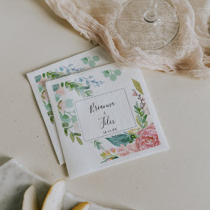 En Papier Serviette de mariage florale tropicale colorée