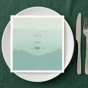 En Papier Serviette de mariage montagnes vertes douces