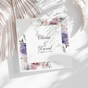 En Papier Serviette de mariage personnalisée à motif floral 