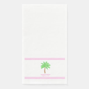 En Papier Serviette de mariage personnalisée avec palmier /