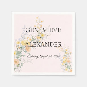 En Papier Serviette de mariage personnalisée Fleur sauvage p