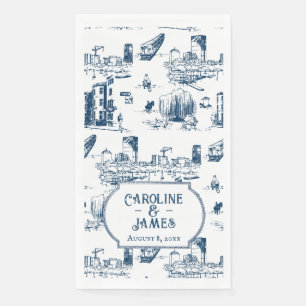 En Papier Serviette de mariage personnalisée Toile Navy Bost