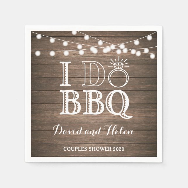 En Papier Serviette de mariage rustique "J'organise un BBQ" (Devant)