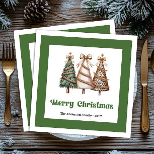 En Papier Serviette de Noël élégante avec imprimé léopard po