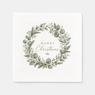 En Papier Serviette de Noël élégante botanique Eucalyptus