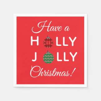 En Papier Serviette de Noël Holly Jolly