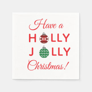 En Papier Serviette de Noël Holly Jolly