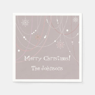 En Papier Serviette de Noël Rétro Atomique Argent et Rose