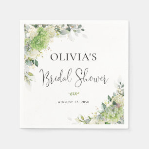En Papier Serviette de shower de mariée aux hortensias verts