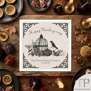 En Papier Serviette de Thanksgiving à cage à oiseaux gothiqu