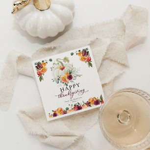 En Papier Serviette de Thanksgiving Citrouille Blanche Flora