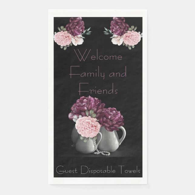 En Papier Serviette d'hôtes jetable Peony Welcome Fam & Frnd (Devant)