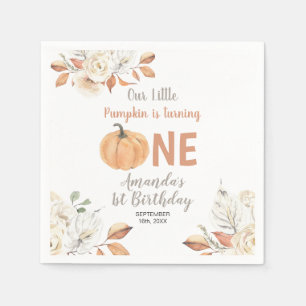 En Papier Serviette Fleurie Orange Rustique pour 1er Anniver