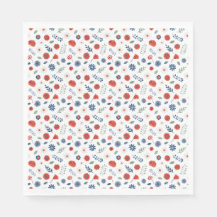 En Papier Serviette Fleurie Patriotique d'Été Américaine S