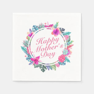 En Papier Serviette florale heureuse tropicale de cadre du