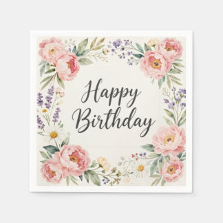 En Papier Serviette Florale Joyeux Anniversaire | Fête de Pr