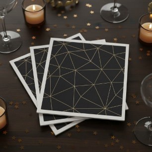En Papier Serviette géométrique noire et or moderne