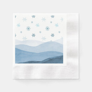 En Papier Serviette Paysage Hivernal Bleu Neigeux