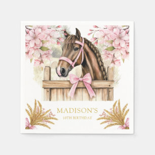 En Papier Serviette Personnalisée Cheval – Rose Pâle Campagn