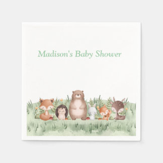En Papier Serviette personnalisée pour Baby Shower Woodland