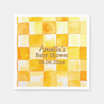 Serviette pour Baby Shower Citron Jaune Ensoleillé