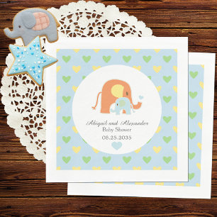 En Papier Serviette pour Baby Shower Maman et Éléphant Bleu