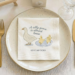 En Papier Serviette pour Baby Shower "Silly Goose Is Almost 