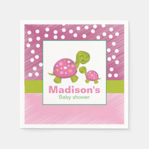 En Papier Serviette rose de baby shower de tortue