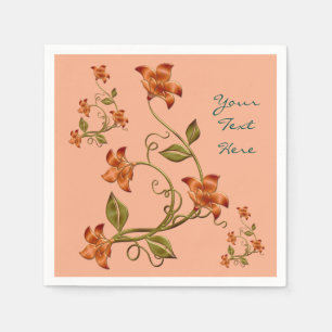 En Papier Serviettes à motifs floraux de Lillies orange