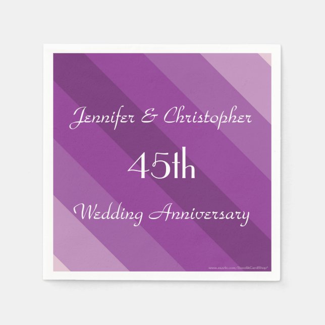 En Papier Serviettes à rayures violettes, 45e anniversaire d (Devant)