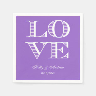 En Papier Serviettes Améthyste Pourpre, Blanc LOVE