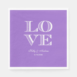 En Papier Serviettes Améthyste Pourpre, Blanc LOVE