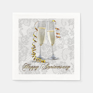 En Papier Serviettes blanches d'anniversaire de cannelure de