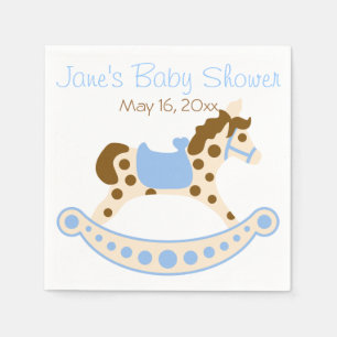 En Papier Serviettes bleues de baby shower de cheval de
