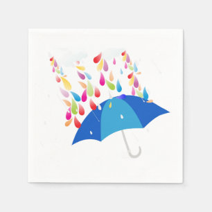 En Papier Serviettes bleues de douche de parapluie