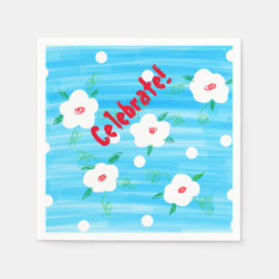 En Papier Serviettes Blue Celebration