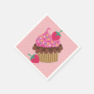 En Papier Serviettes d'anniversaire Cupcake fraise et chocol