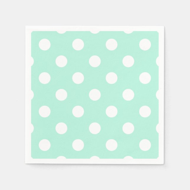 En Papier Serviettes de cocktail à pois blanc vert Mint (Devant)