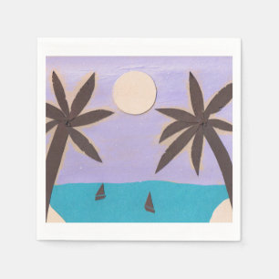 En Papier Serviettes de cocktail avec une scène d'île de