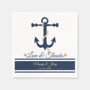 En Papier Serviettes de cocktail mariage bleu ancre-nautique
