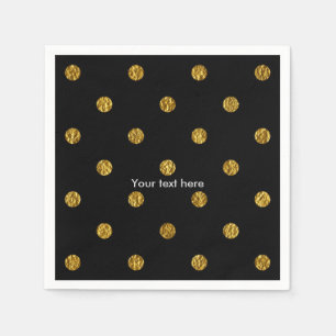En Papier Serviettes de fête à pois avec feuille de faux or 