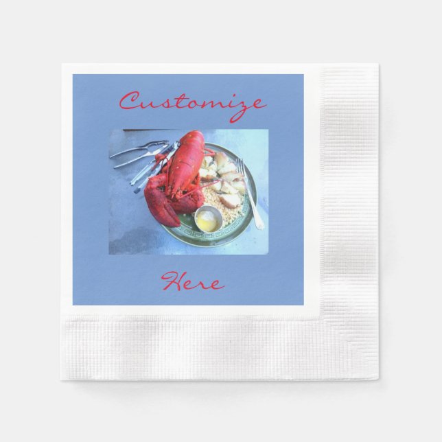 En Papier serviettes de homard rouge customisées (Devant)