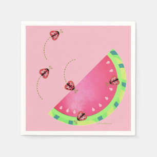 En Papier Serviettes de la pastèque de la coccinelle