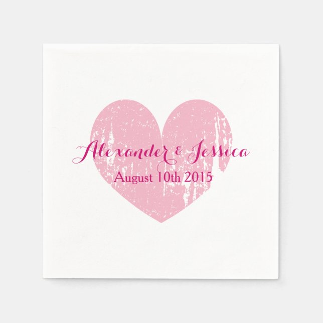 En Papier Serviettes de mariage de coeur rose fuchsia person (Devant)
