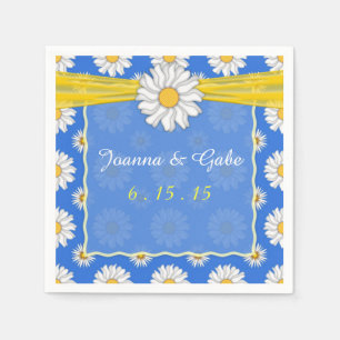 En Papier Serviettes de mariage florales bleues jaunes blanc