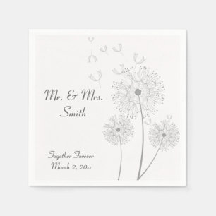 En Papier Serviettes de Mariage gris et blanc