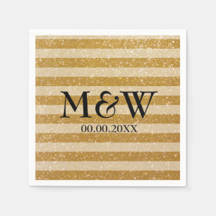 En Papier Serviettes de mariage monogramme rayé de la loteri