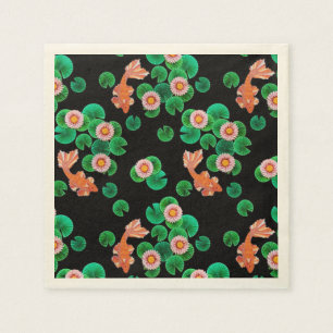 En Papier Serviettes de nénuphars et de poissons de Koi