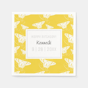 En Papier Serviettes De Papillon Jaune Et Blanc