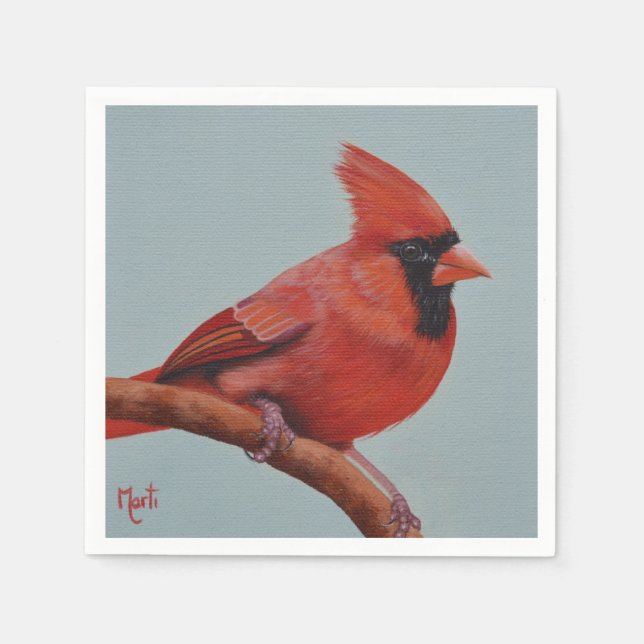 En Papier Serviettes de peinture cardinale rouge (Devant)